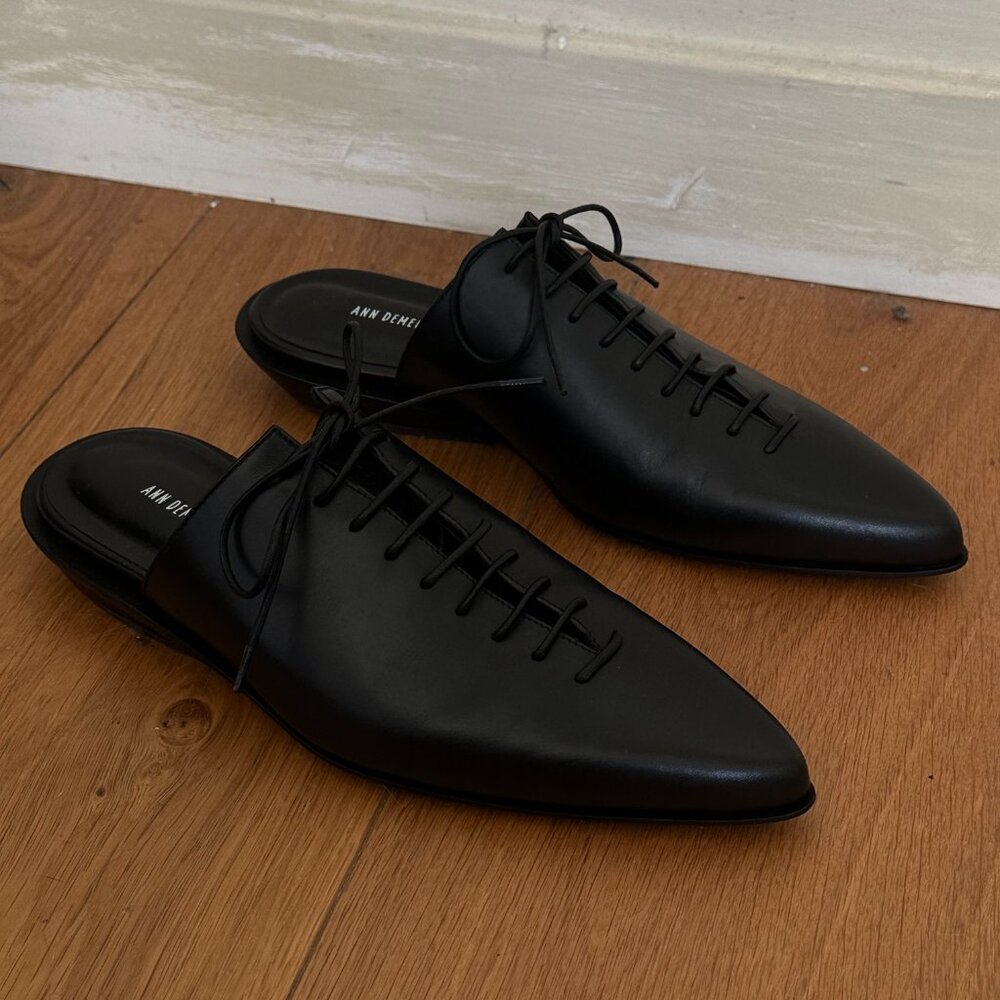 NWT Ann Demeulemeester Black River Lace-Up Mules SZ 37.5 - Picture 6 of 8